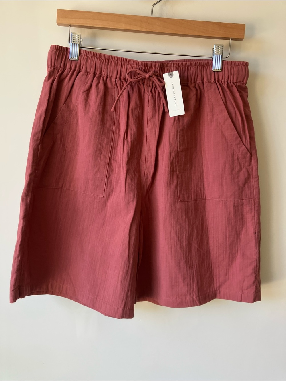 SATURDAY SUNDAY by Anthropologie Dusty Rose Hi-Waist Cotton Shorts Size M NWT